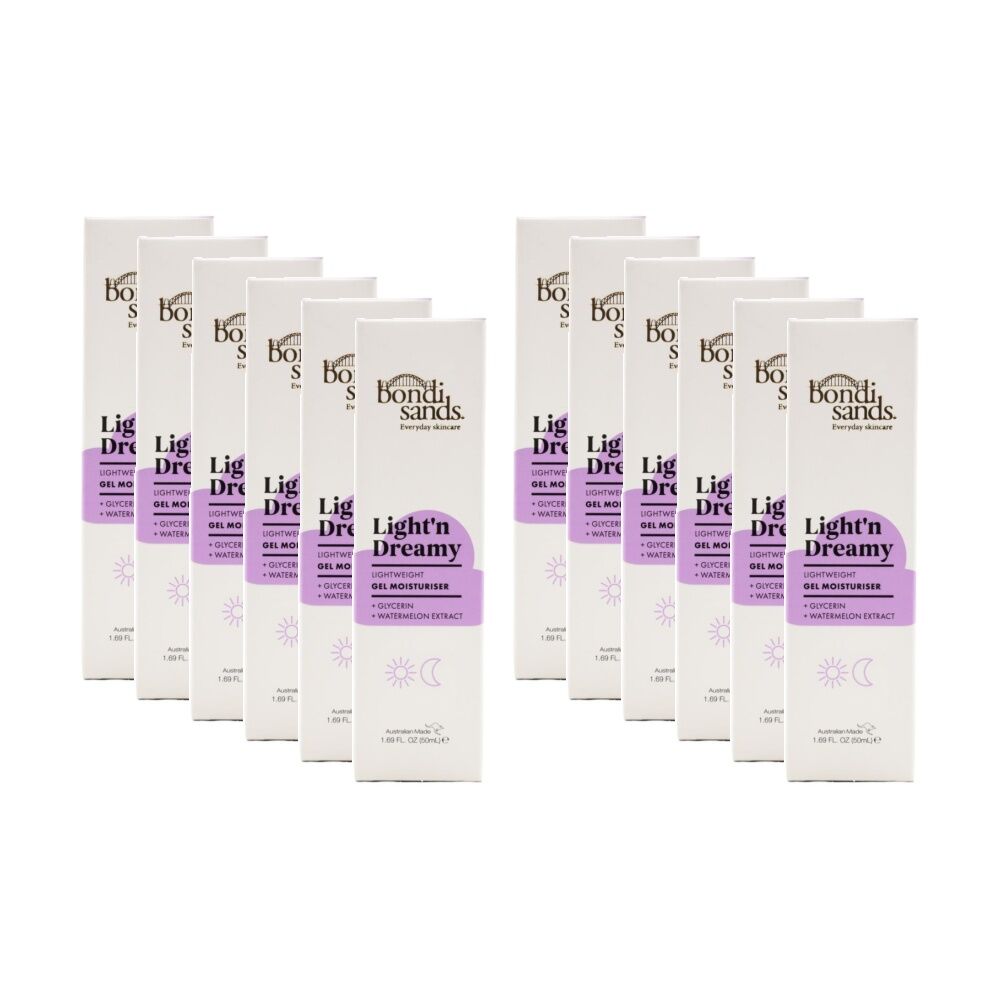 12PK Bondi Sands Gel Moisturiser Light N Dreamy Glycerin Watermelon Extract 50ml