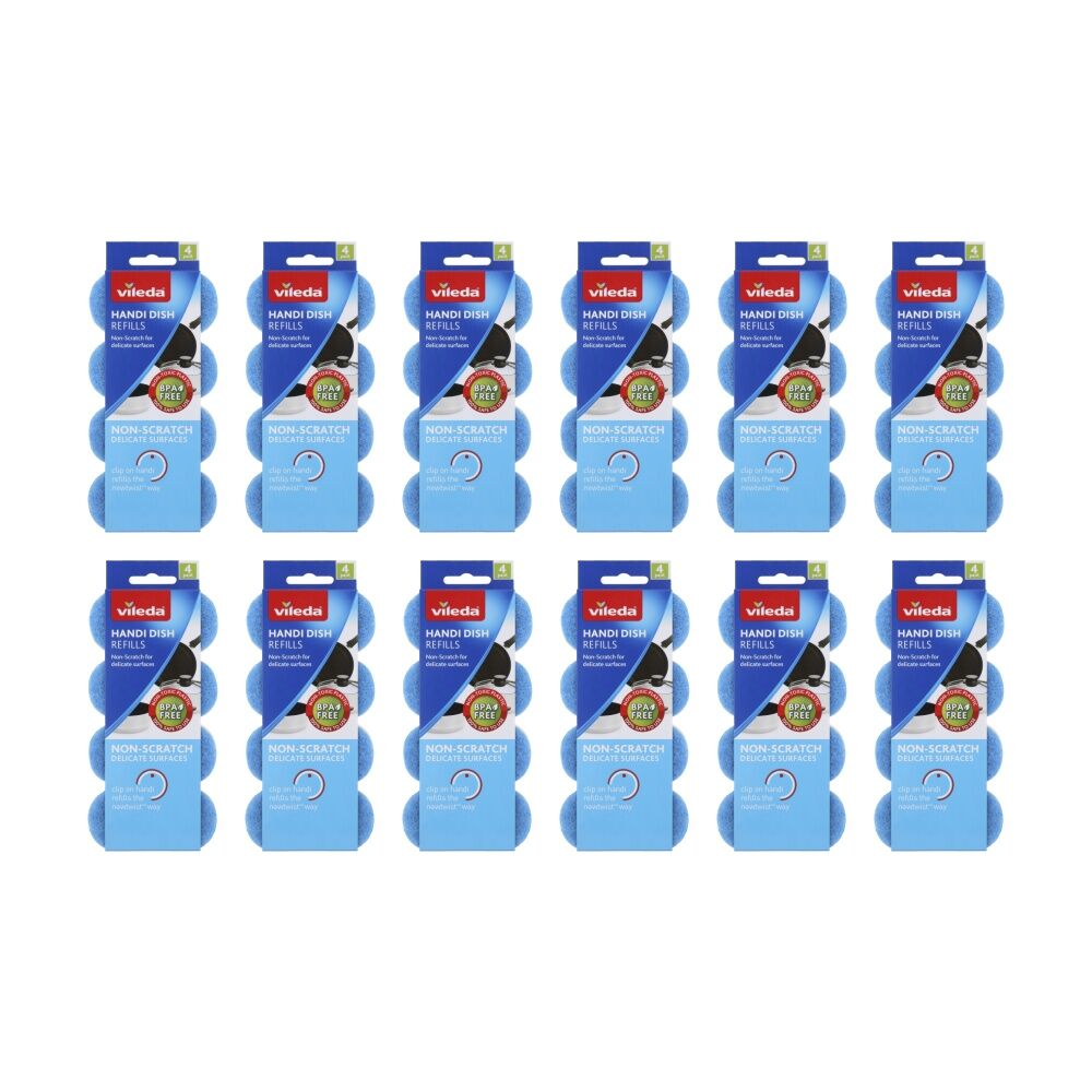 12x4pc Vileda Handi Dish Non-Scratch Refills Gentle Cleaning Sponges