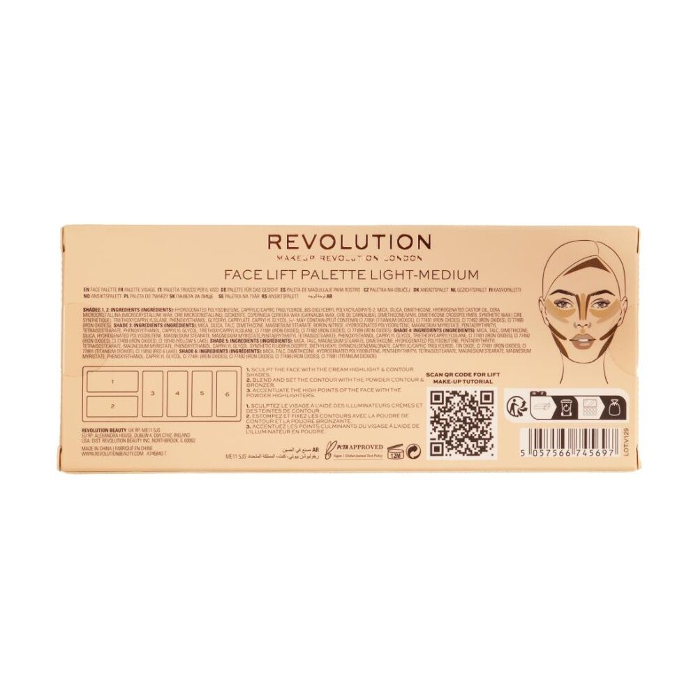 2PK Revolution Face Lift Palette Light To Medium Cosmetic Make Up 1.8g