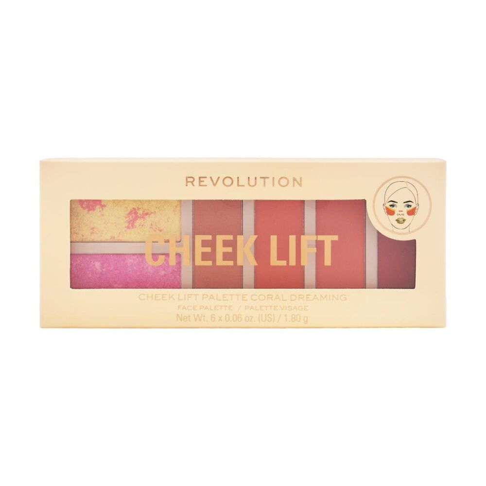 3PK Revolution Cheek Lift Palette Coral Dreaming Face Blush Makeup 1.8g