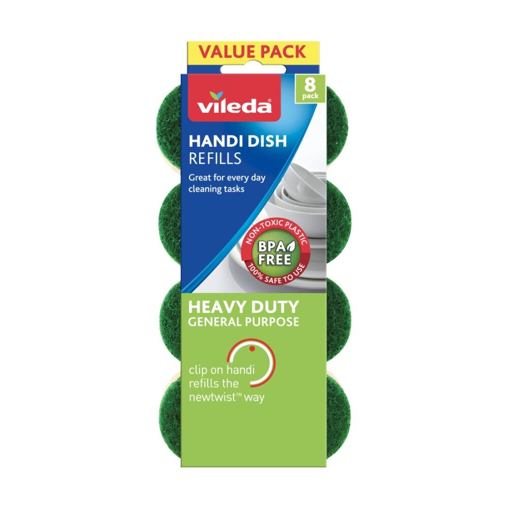 6x8pc Vileda Handi Dish Heavy Duty Refills Value Pack Durable Sponges