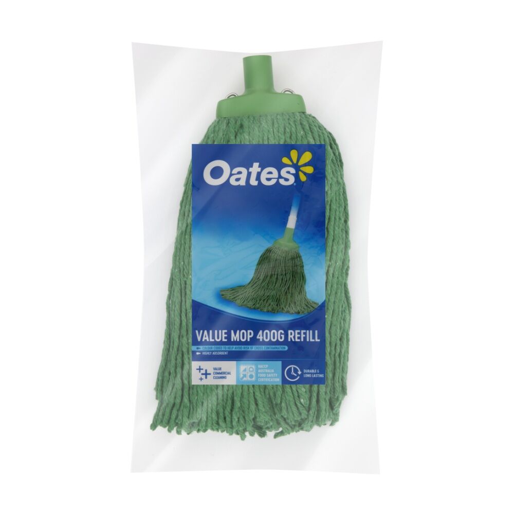 3PK Oates Value Mop Refill Absorbent Practical Cleaning Green 400g