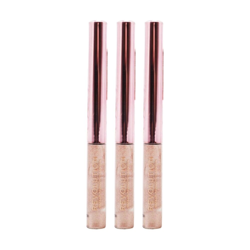 3PK Revolution Super Flick Liquid Eyeliner Eye Makeup Rose Gold 2.4ml