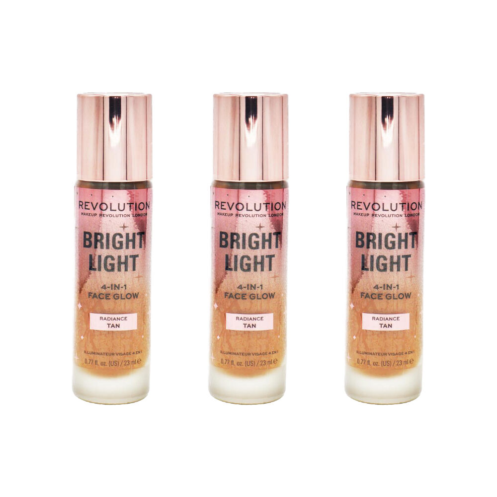 3PK Revolution Bright Light 4-in-1 Face Glow Makeup Radiance Tan 23ml