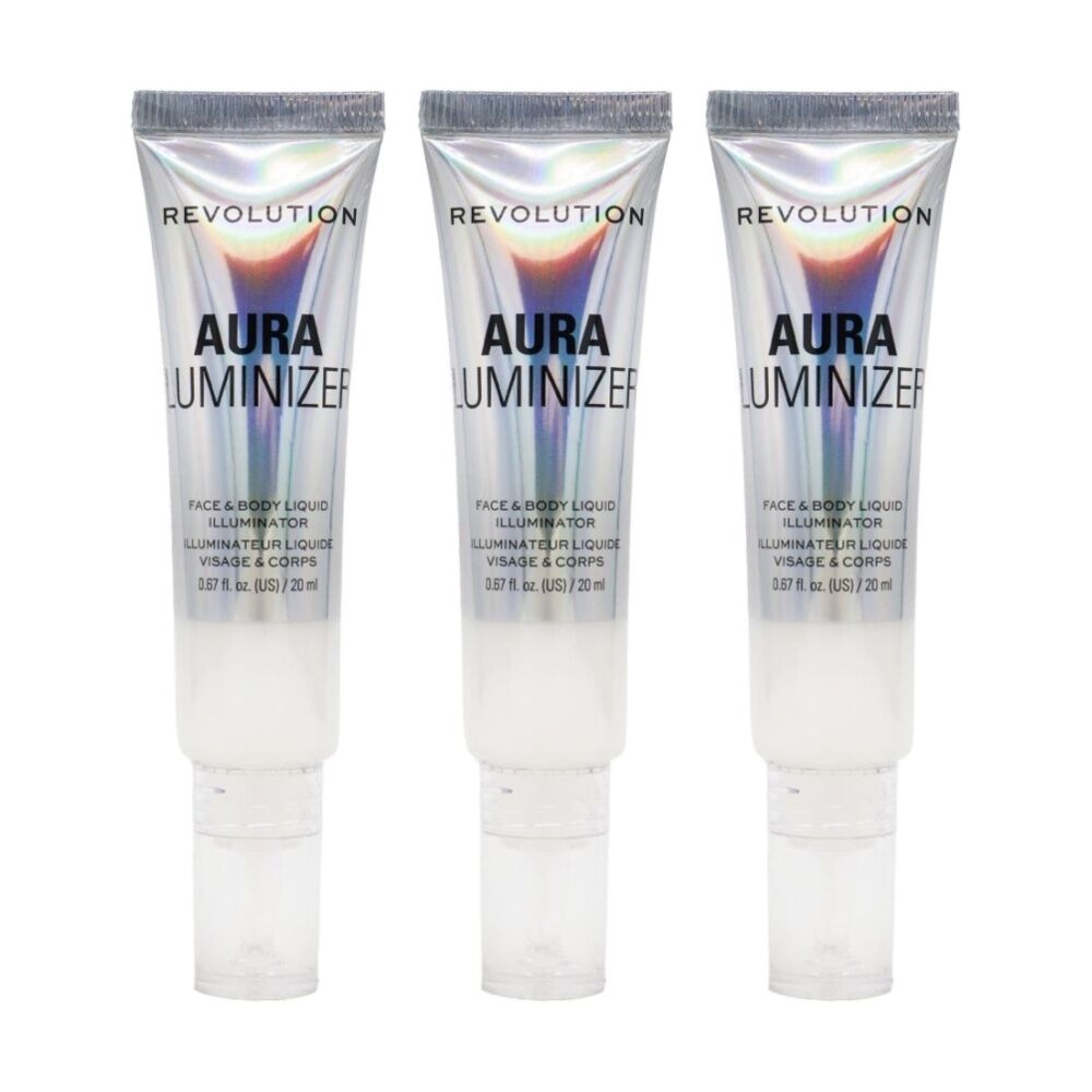 3PK Revolution Mood Switch Aura Face Body Highlighter Trippin Pink 20ml