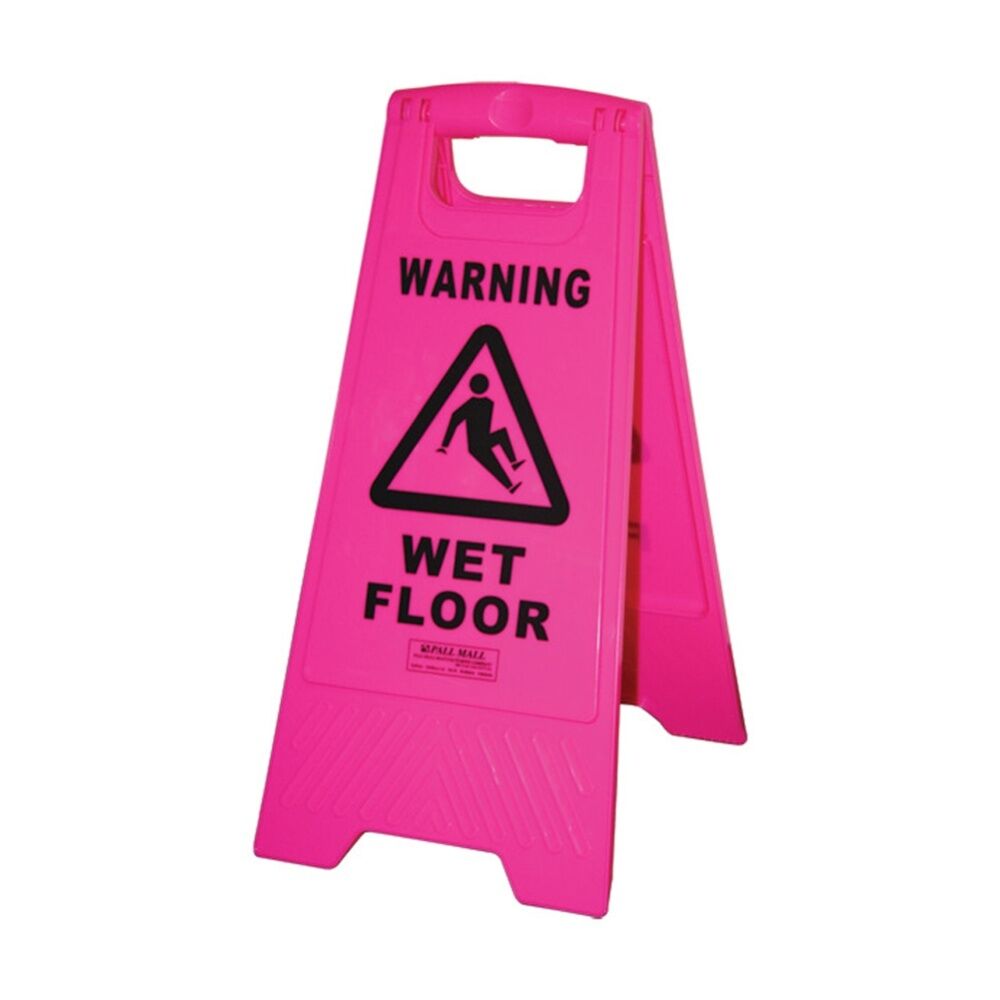 Edco Lightweight & Compact Contractor Wet Floor Sign Pink 61x29x32cm
