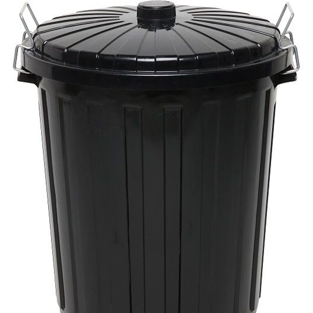 2PK Edco Easy Lock Metal Handles Plastic Garbage Bin With Lid 73L Black