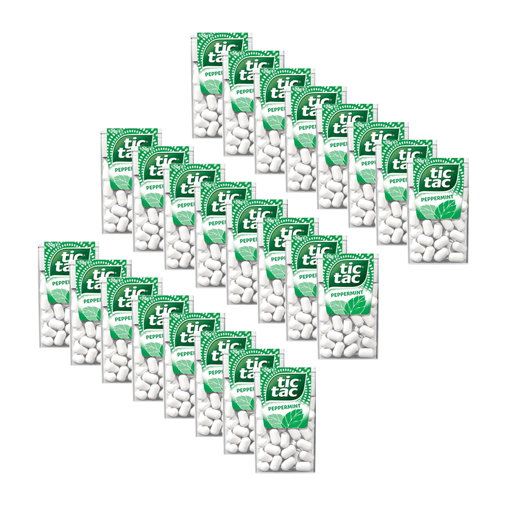 24PK Tic Tac Peppermint Flavoured Refreshing Breath Mints Pocket Sized 24g