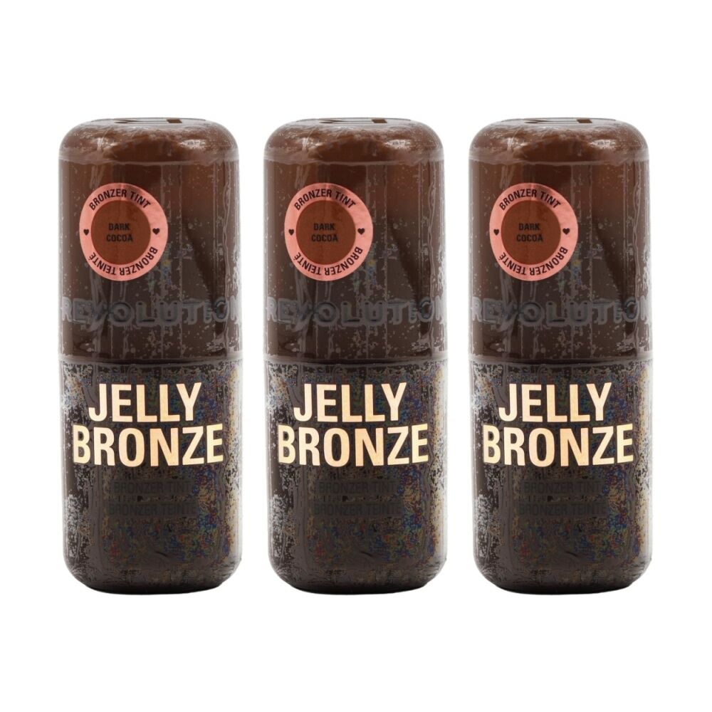 3PK Revolution Jelly Bronzer Tint Face Complexion Makeup Dark Cocoa 8g