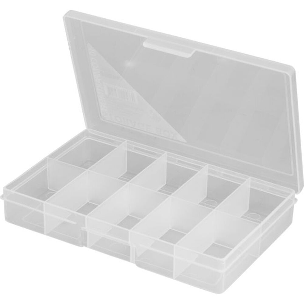 12PK Fischer Plastic 10 Compartment Storage Box Small Case