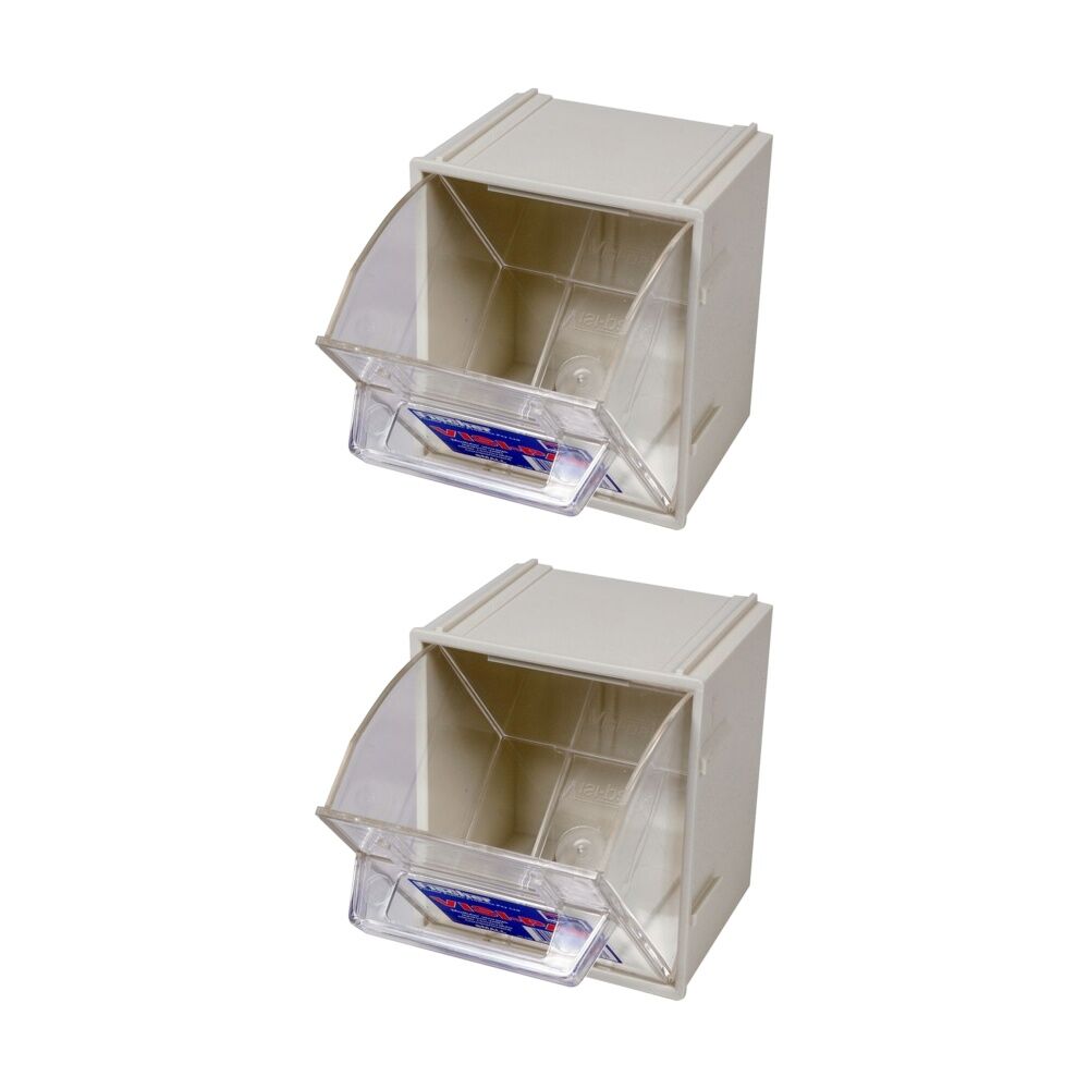 2PK Fischer Plastic Small Visi Pak Storage Drawer With Clips Modular Container