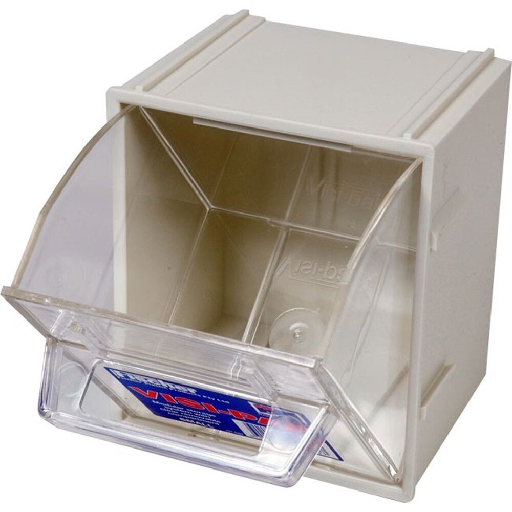 2PK Fischer Plastic Small Visi Pak Storage Drawer With Clips Modular Container