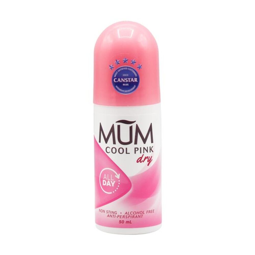 6PK MUM Roll On Antiperspirant Deodorant Cool Pink Non-Sting 50mL