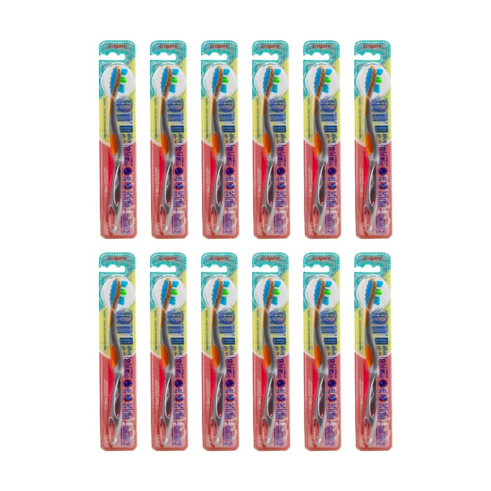 12PK Colgate Toothbrush Advances 360 Medium Bristles Effective Clean