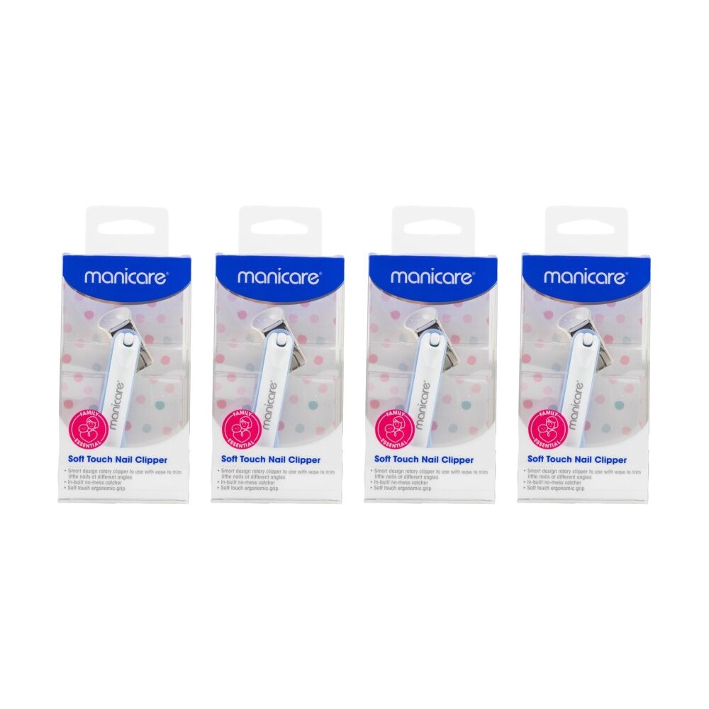 4PK Manicare Soft Touch Rotary Nail Clipper W/ Ergonomic Grip Stainless Steel