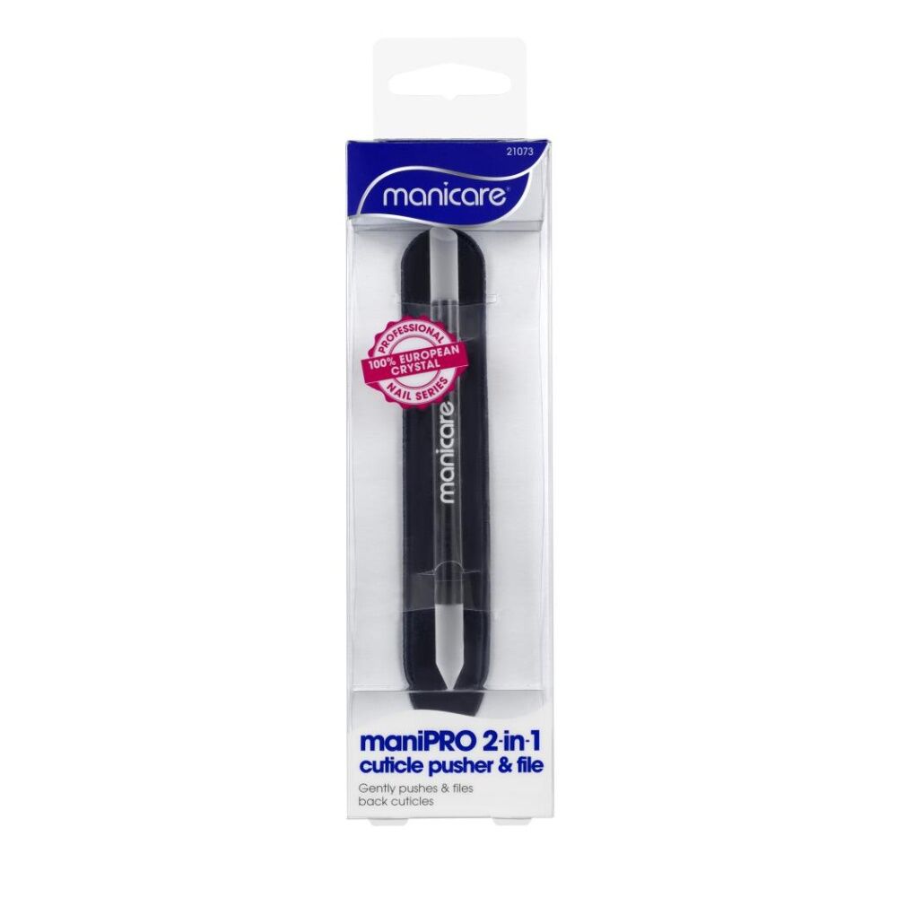 2PK Manicare ManiPRO 2 In 1 Cuticle Pusher And File Nail Care Tool Black