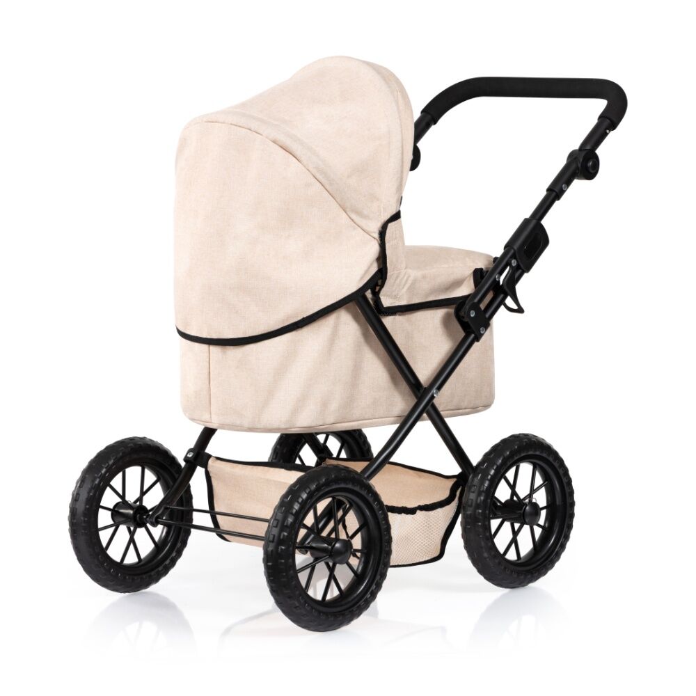 Bayer Trendy Doll Pram Adjustable Handle Foldable Beige For Dolls 46cm