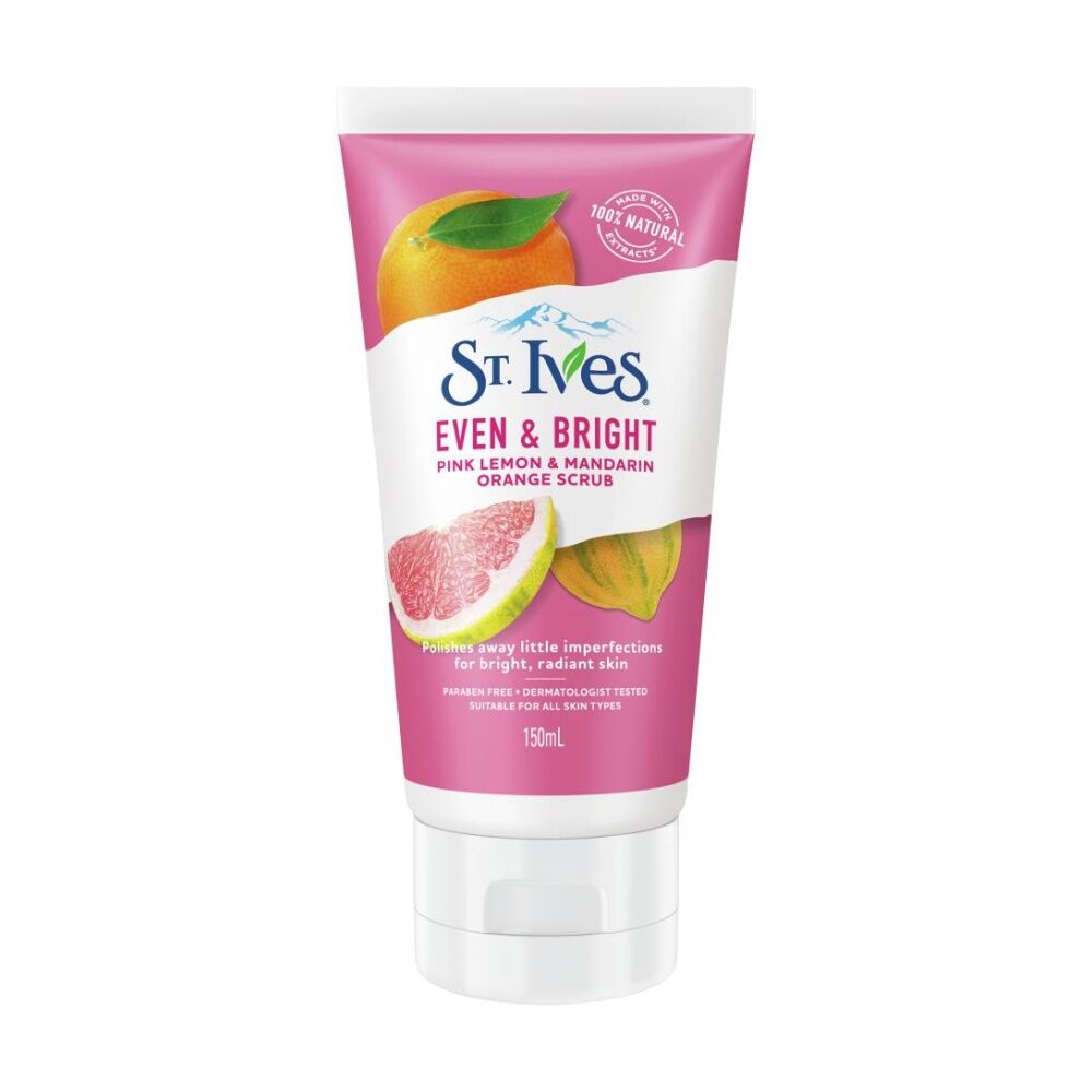 12PK St Ives Scrub Even And Bright Pink Lemon Mandarin Orange 150mL