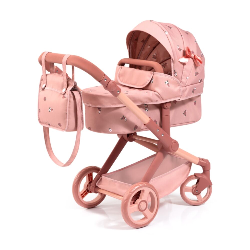 Bayer Xeo Doll Pram Flower Convertible Jogger Adjustable Handle Rose 52cm