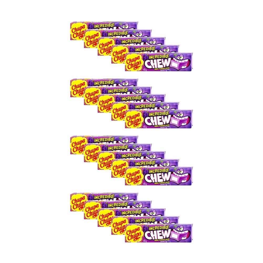 20PK Chupa Chups Incredible Chew Grape 45g Party Favours Candy/Lollies/Gummies