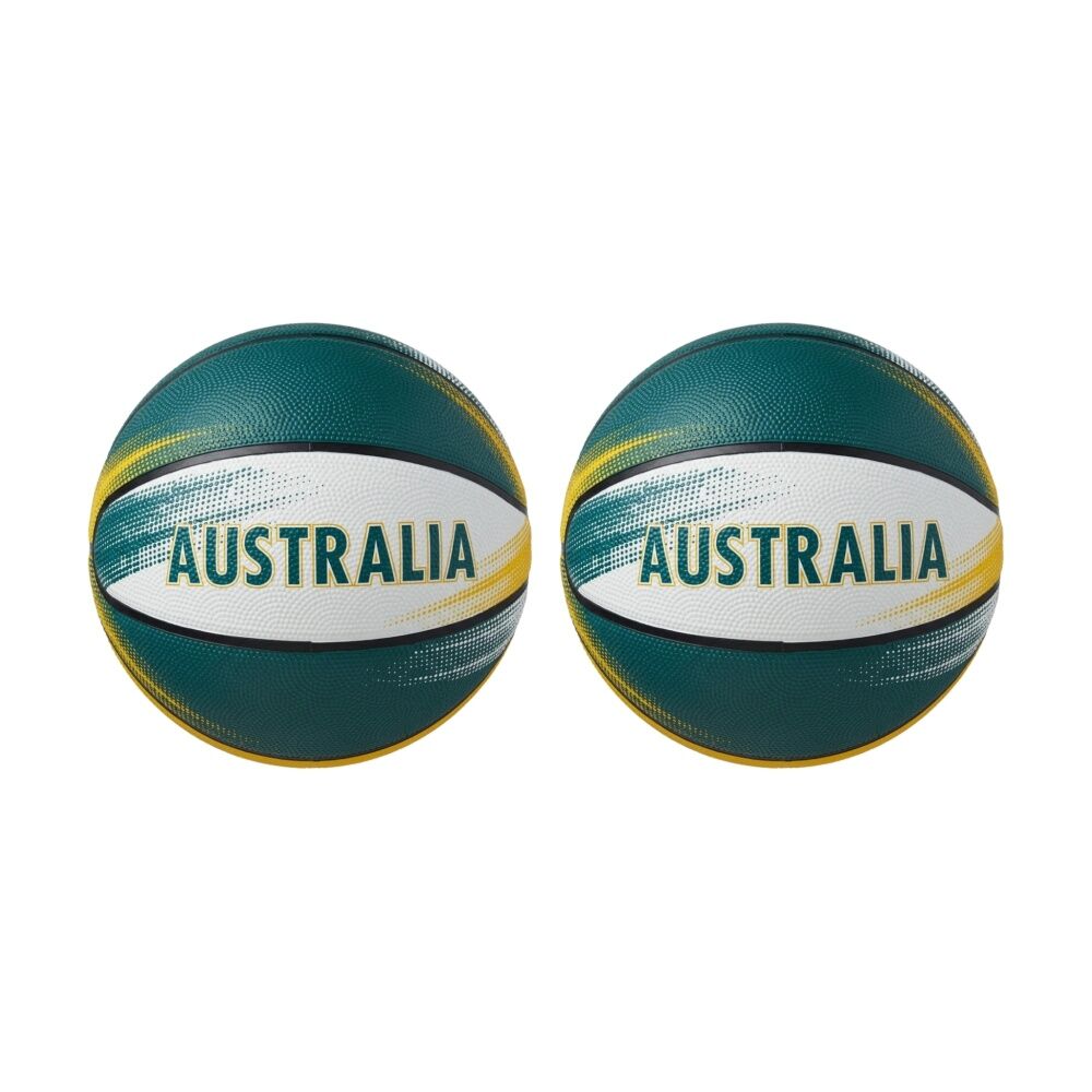 2x Hunter Leisure Australia Basketball Indoor Outdoor Play Size 7 Green/Yel/Wht