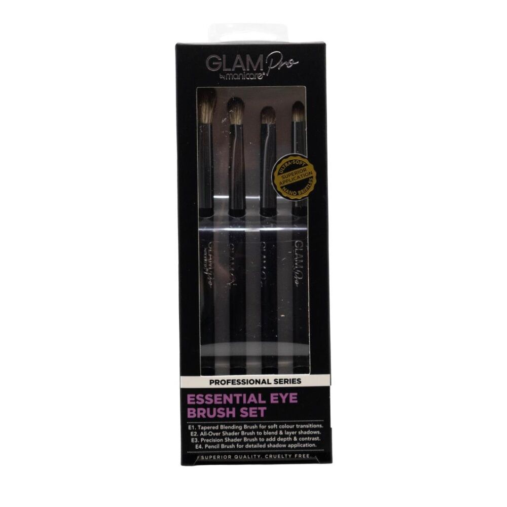 3x 4pc Manicare Essential Eye Brush Set Glam Pro Professional Series