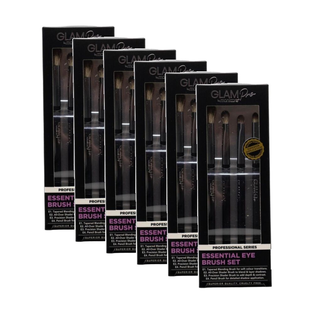 6x 4pc Manicare Essential Eye Brush Set Glam Pro Professional Series