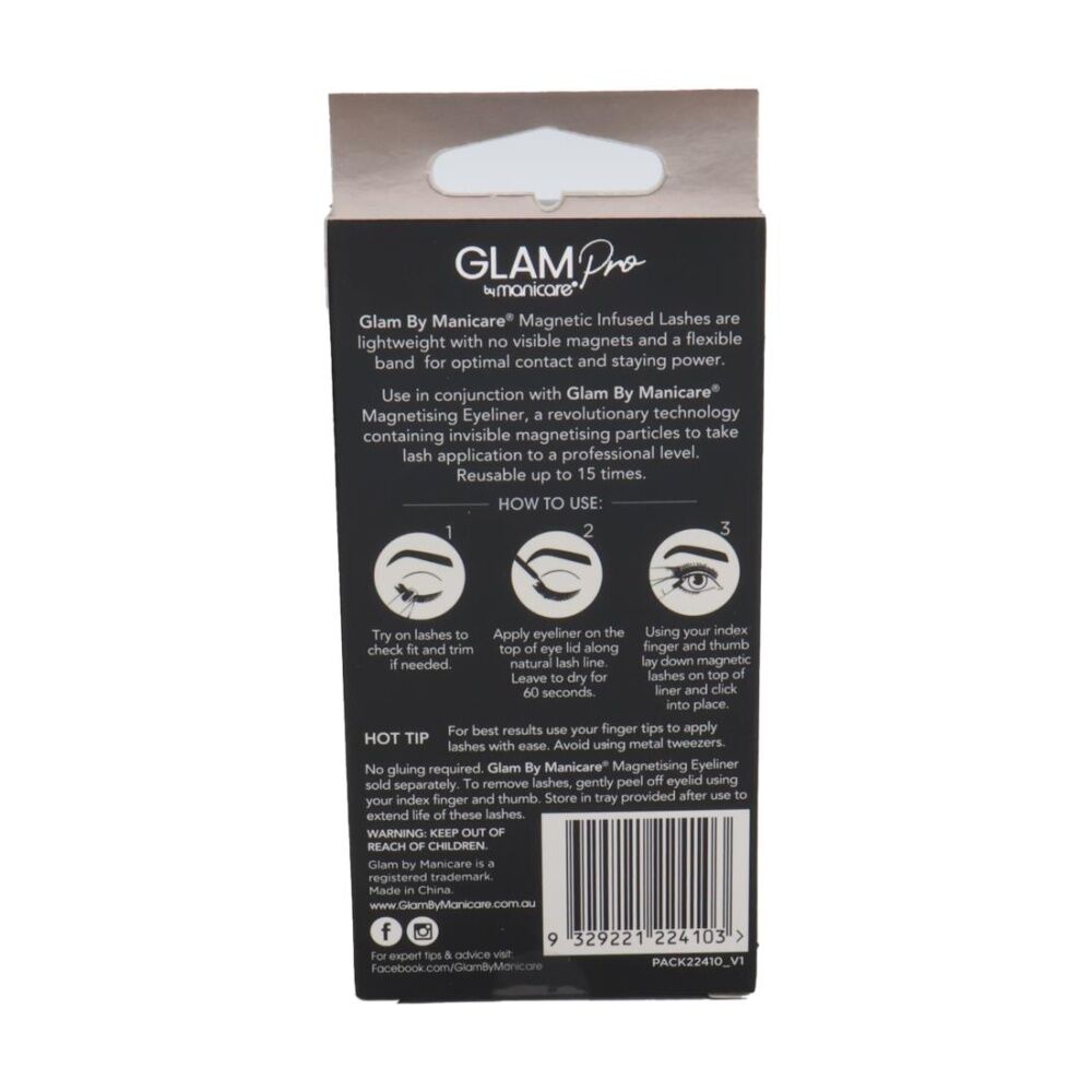 6PK Manicare Glam Pro Magnetic Infused Luxe Quinn Lashes Set Lightweight