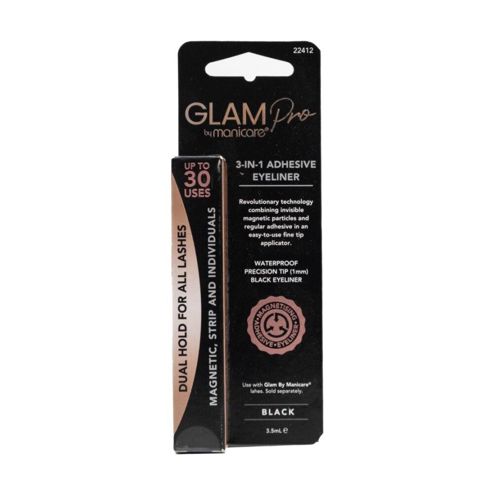 12PK Manicare 3-In-1 Glam Pro Dual Hold For All Lashes Adhesive Eyeliner 3.5ml