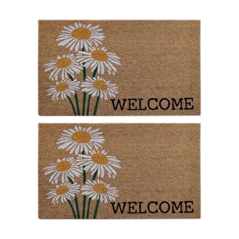 2PK Solemate Daisey Wel Coir Back Indoor/Outdoor Floor & Door Mat 45x75cm