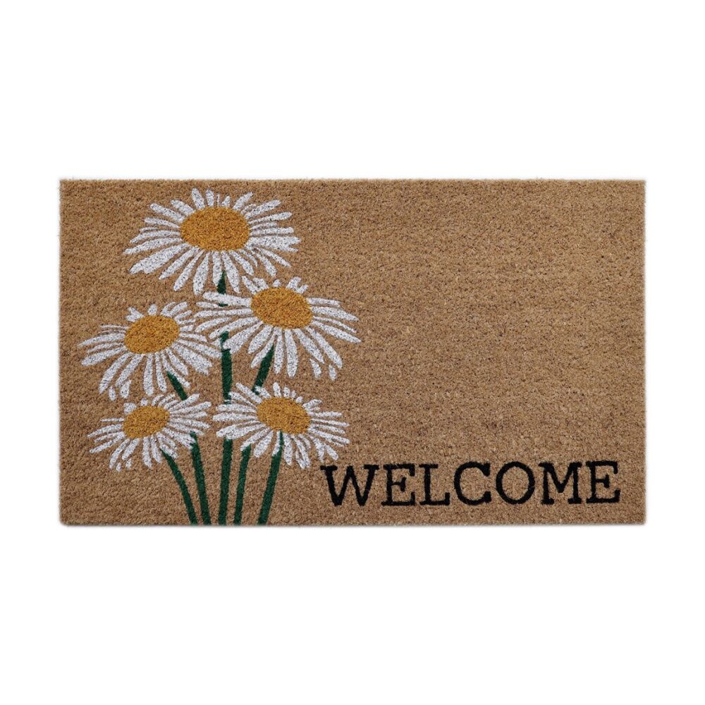 2PK Solemate Daisey Wel Coir Back Indoor/Outdoor Floor & Door Mat 45x75cm