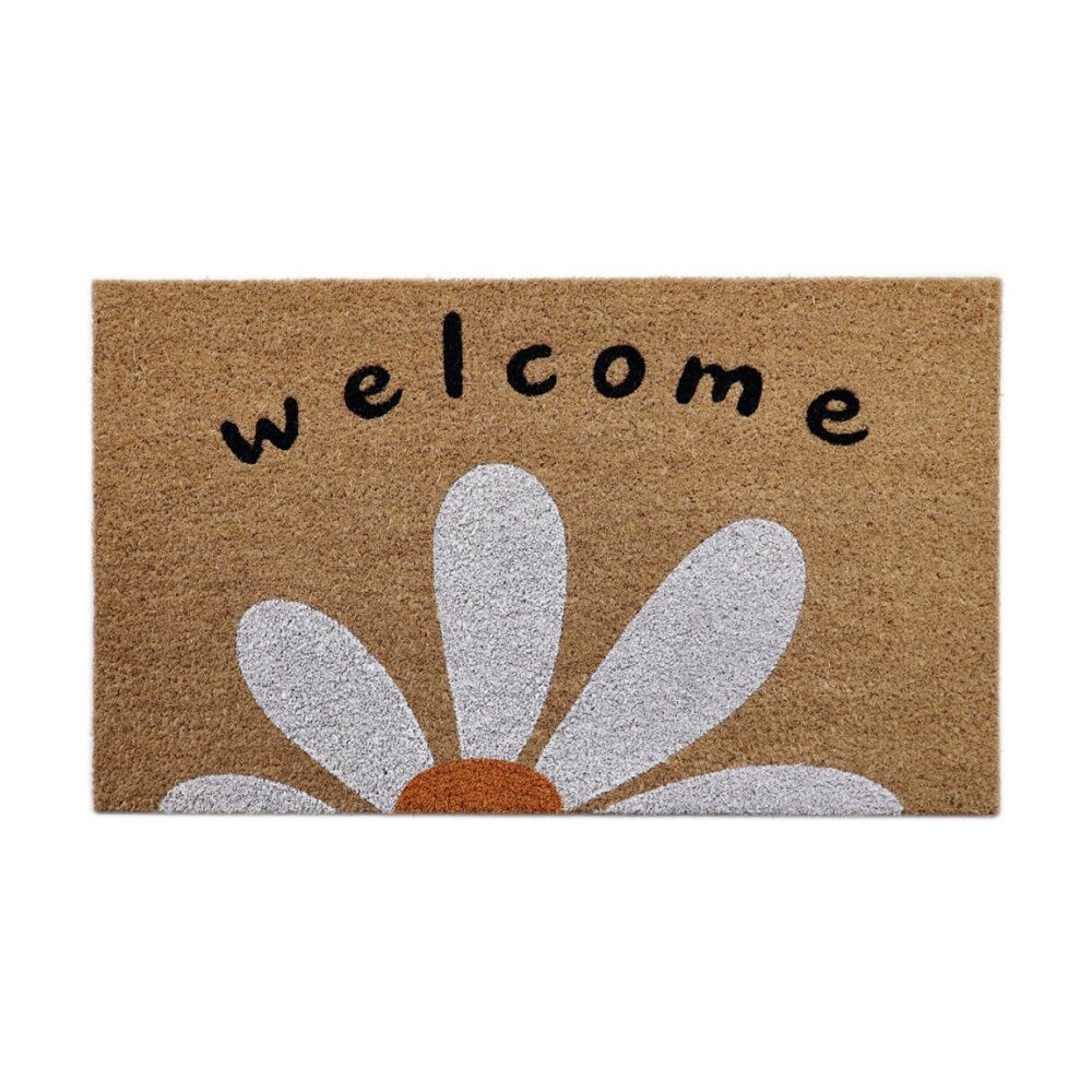 2PK Solemate Large Daisey Wel Coir Back Indoor/Outdoor Floor & Door Mat 45x75cm