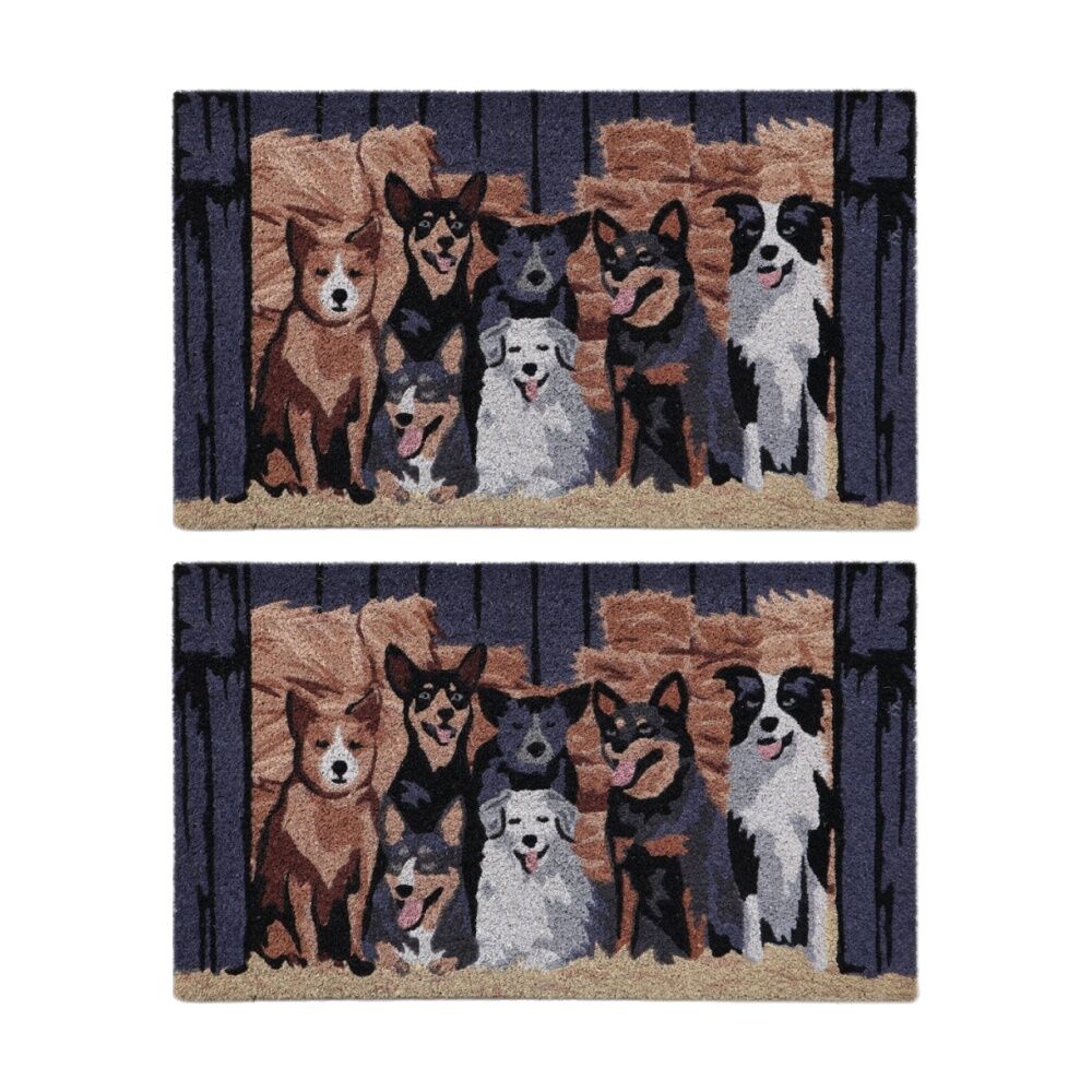 2PK Solemate Barn Dogs Coir Back Indoor/Outdoor Floor & Door Mat 45x75cm