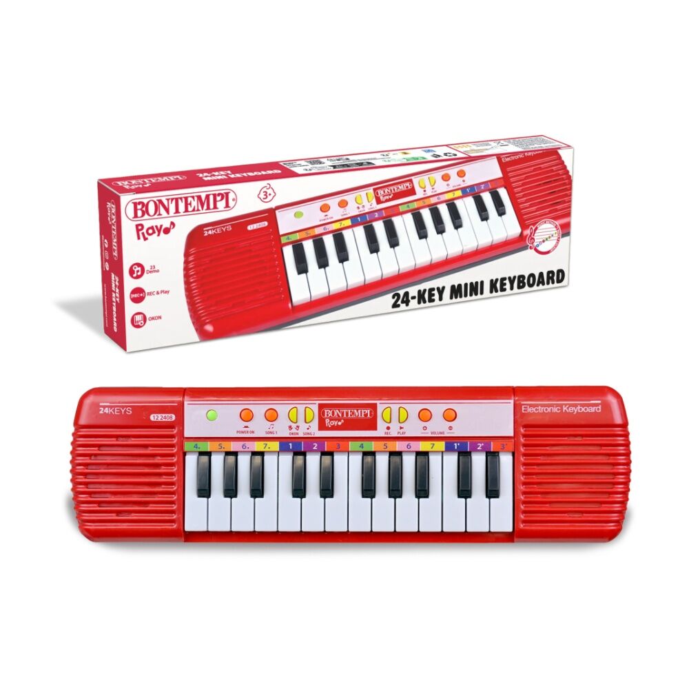 Bontempi Electronic Mini Keyboard 24-Key With 10 Melodies Music Red
