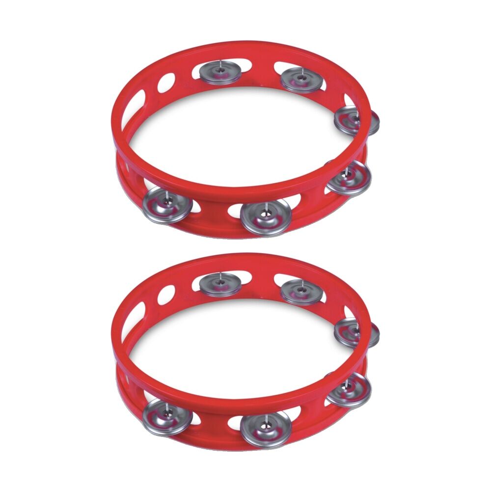 2PK Bontempi Tambourine With Metal Cymbals Music Instrument Red 155x165x33mm