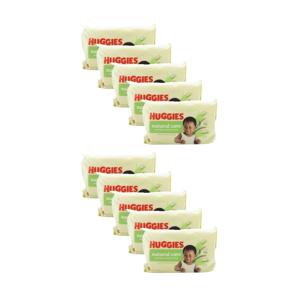 10x 48pc Huggies Baby Wipes Natural Care With Aloe Vera Soothes & Comforts