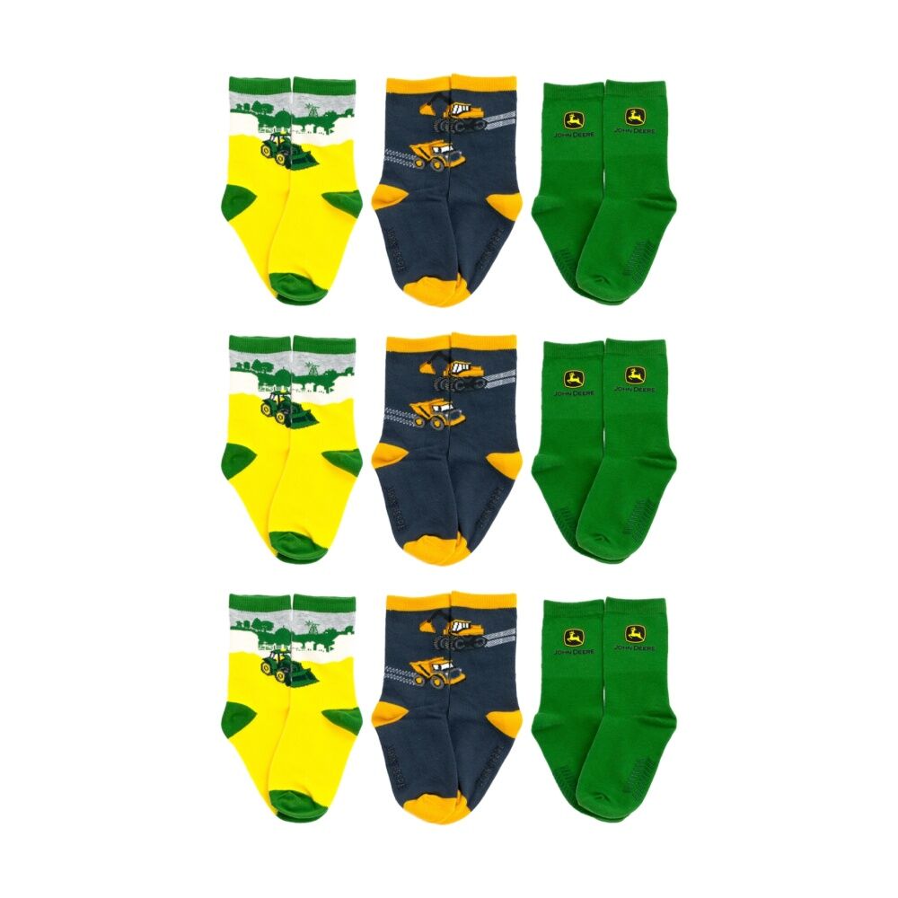 3x 3pc John Deere 4-6Y Shortie Truck Design Cotton Blend Socks For Kids