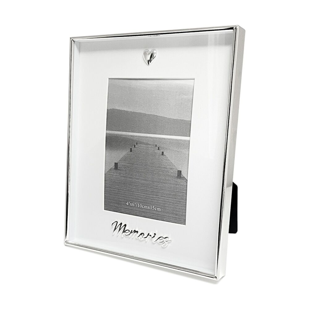 Gibson Gifts Boxed Photo Frame Memories 4x6 Silver MDF Metal Glass