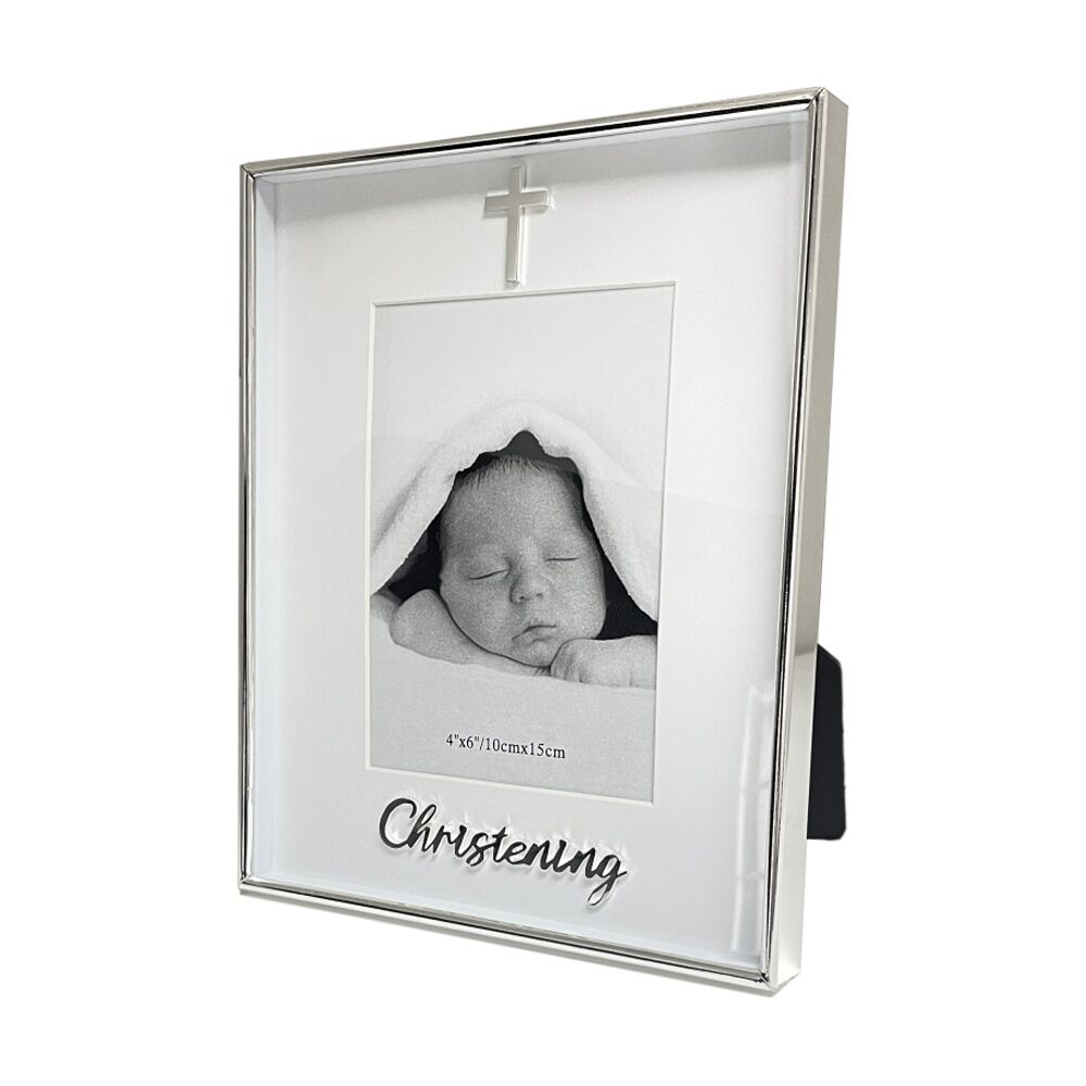 Gibson Gifts Boxed Christening Picture Photo Frame 4x6 White Silver