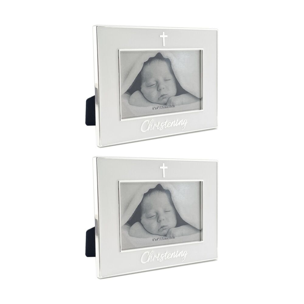 2PK Gibson Gifts Pure White Christening 6x4 Home Decor Photo Frames