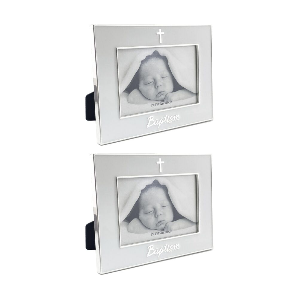2PK Gibson Gifts Pure White Baptism 6x4 Home Decor Photo Frames Rectangular