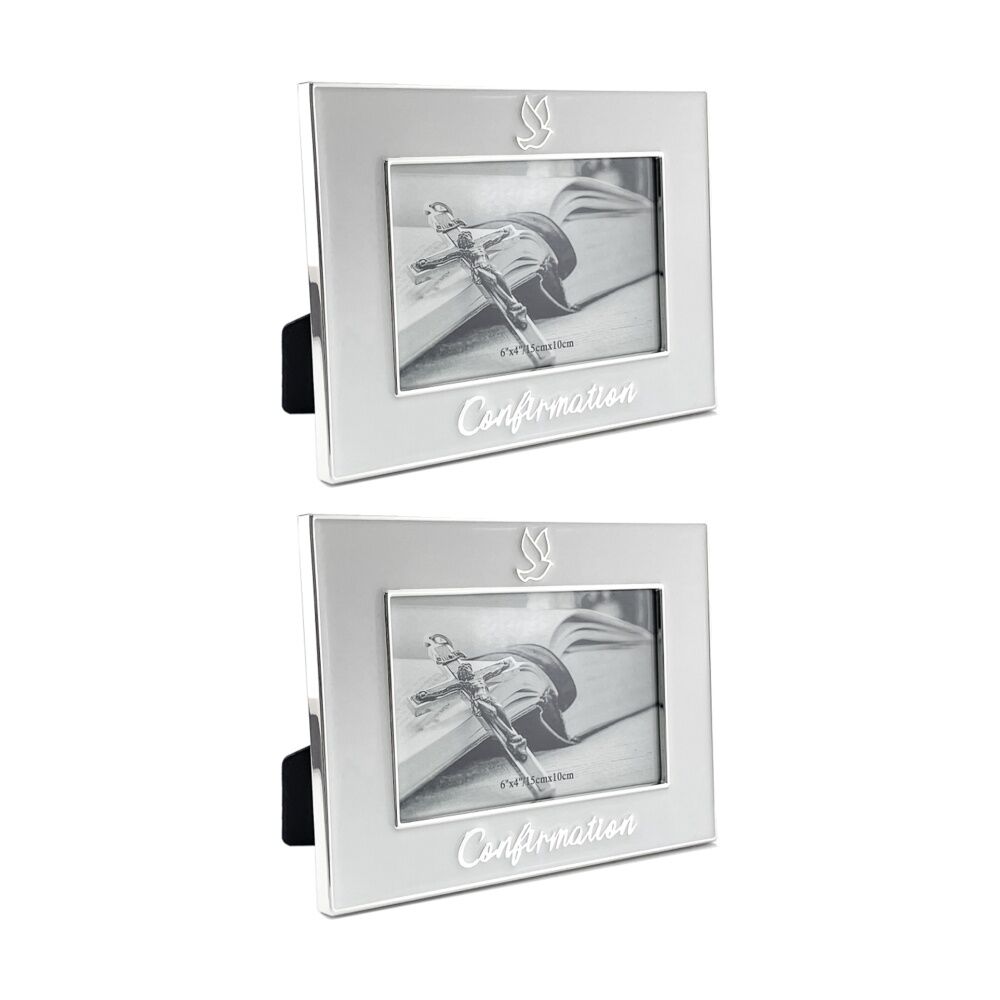 2PK Gibson Gifts Pure White Confirmation 6x4 Home Decor Photo Frames