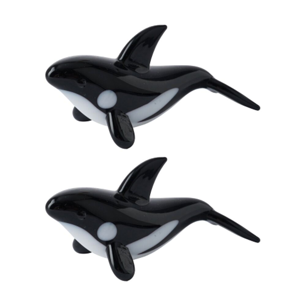 2PK Gibson Gifts Artisan Glass Orca Home Decoration Sculptures/Figurines
