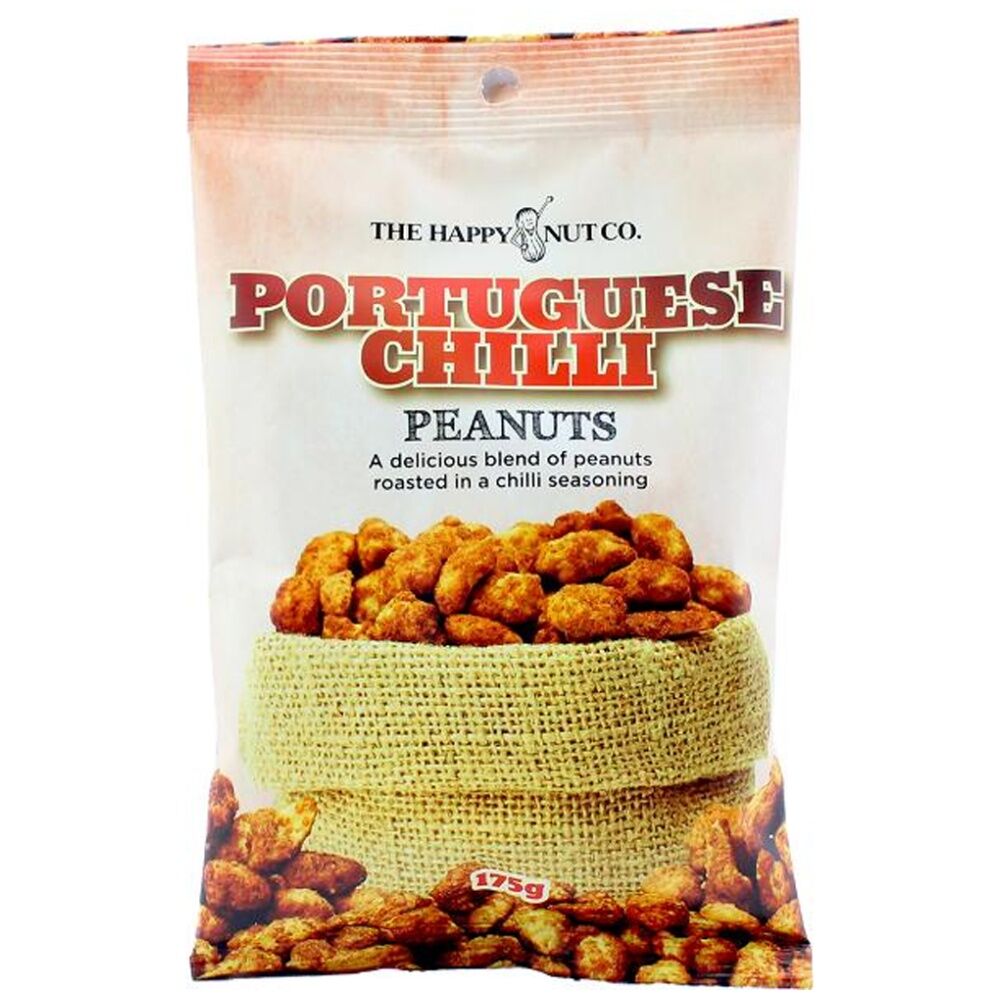 12PK The Happy Nut Co Portuguese Chilli Seasoned Roasted Peanuts 175g