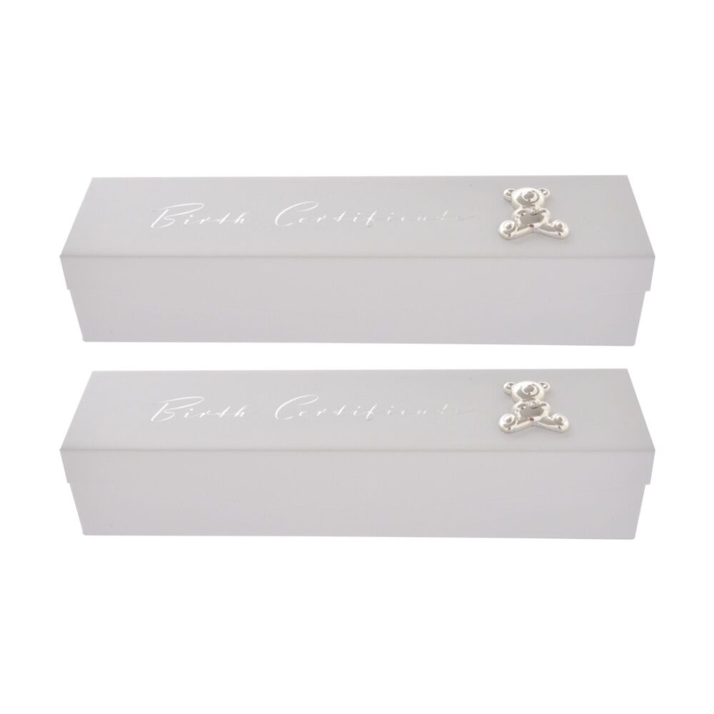 2PK Gibson Gifts Birth Certificate Elegant Box Memory Keepsake White