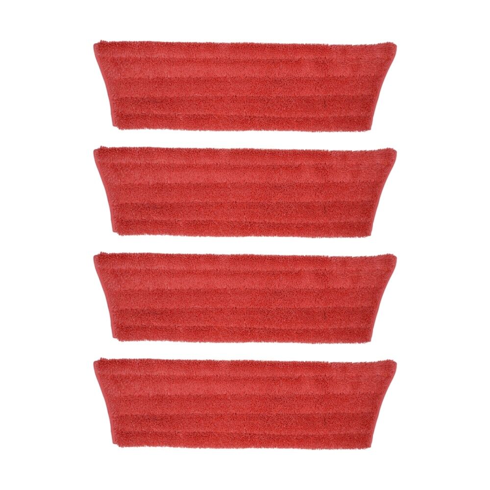 4PK Edco Enduro Microfibre Mop Pad Flat Refill Fits 27200 Frame Red 40cm