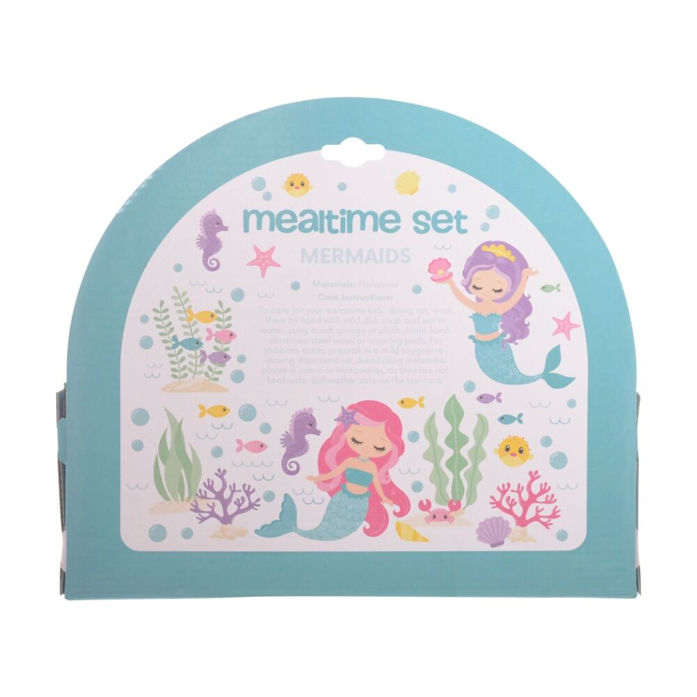 Gibson Gifts Mermaids Kids Meal Dinner Set Melamine Plate Bowl Cup Cutlery