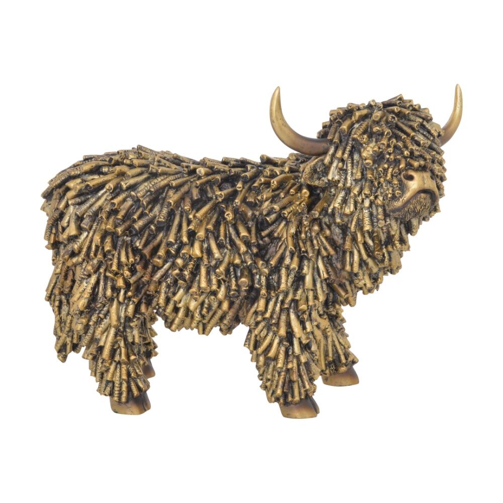 Gibson Gifts Shaggy Cow Standing Highland Figurine Bronze Polyresin