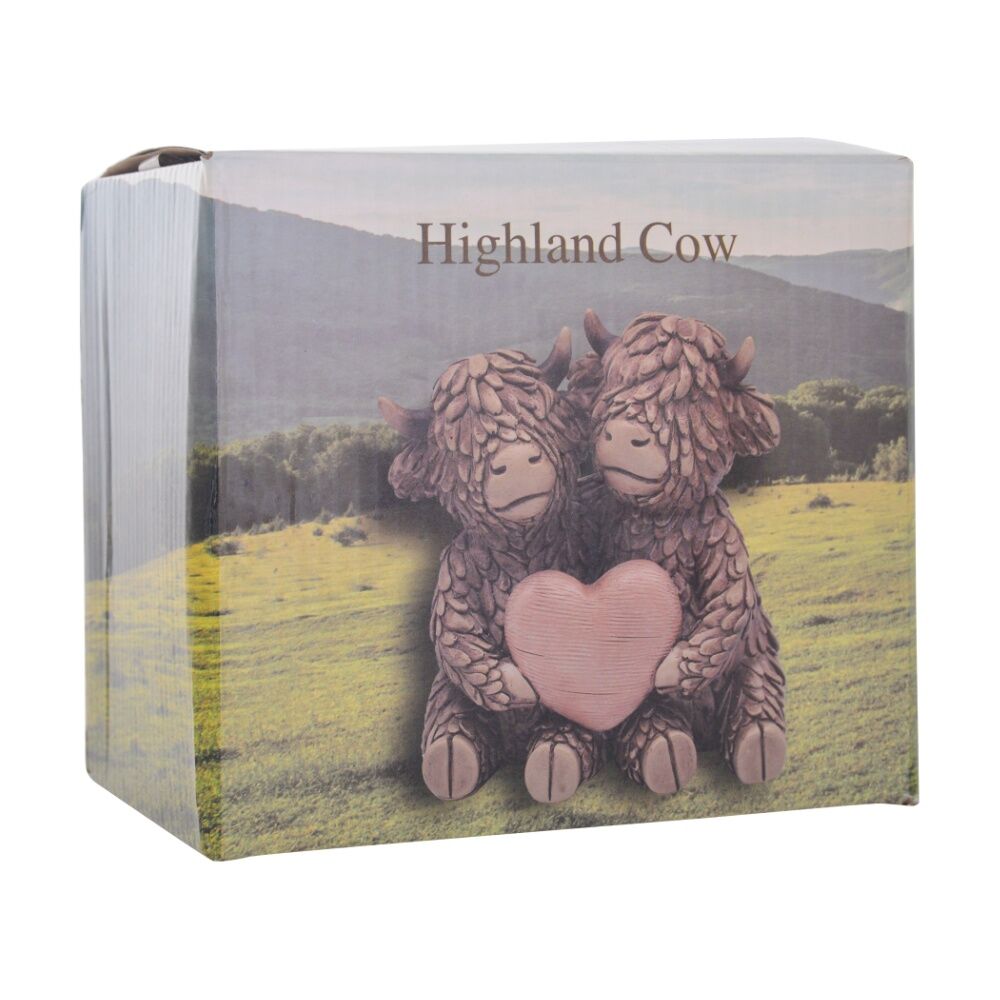 Gibson Gifts Hughie Highland Cows True Love Figurine Brown Polyresin Decor