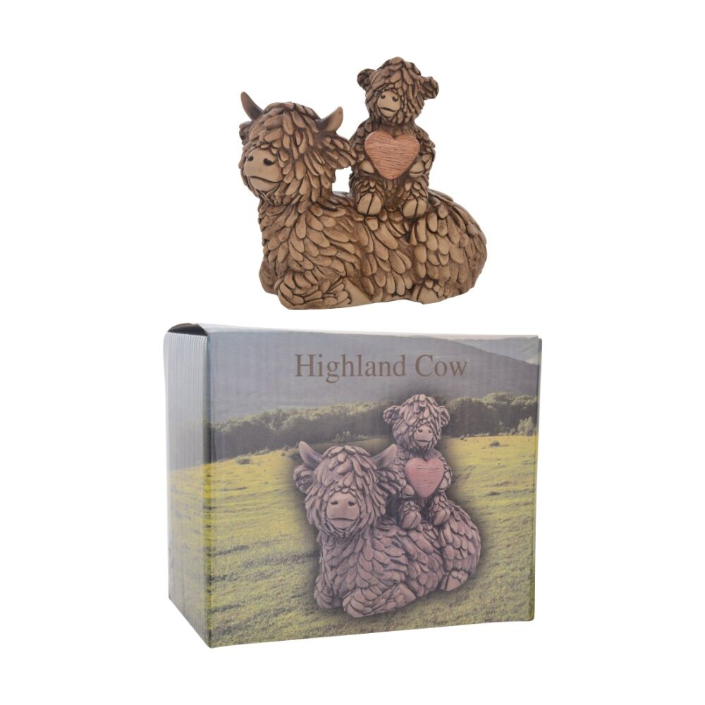 Gibson Gifts Hughie Highland Cow Pair Brown Resin Figurine Decorative